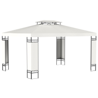Outsunny 13' x 10' Patio Gazebo Outdoor Canopy Shelter w/ Double Vented Roof, Cream White