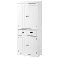 HOMCOM 72" Traditional Freestanding Kitchen Pantry Cabinet Cupboard with Doors and 3 Adjustable Shelves, White(m-13)