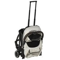 PawHut Travel Pet Stroller for Dogs, Cats, One-Click Fold Jogger Pushchair with Aluminum Frame, EVA Wheels, Brakes, Basket Storage, Safety Belts, Adjustable Canopy, Zippered Mesh Window Door, Beige(m-10)