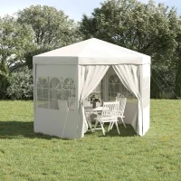 Outsunny 13 ft. Gazebo Canopy Party Tent with 6 Removable Side Walls with Windows and Doors for Outdoor Events, White(m-1)