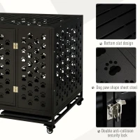 PawHut 45" Heavy Duty Steel Dog Crate Kennel Pet Cage with Wheels for Portability & 1 Doors for Convenient Access Anti-Pinching Floor, Black(m-6)