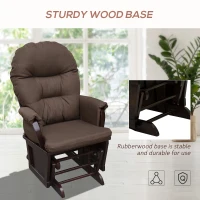 HOMCOM Nursery Glider Rocking Chair with Ottoman, Thick Padded Cushion Seating and Wood Base, Brown(m-5)