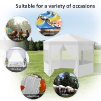 Outsunny 13 ft. Gazebo Canopy Party Tent with 6 Removable Side Walls with Windows and Doors for Outdoor Events, White(m-6)