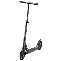 Soozier Foldable Kick Scooter for Teens Ages 12 Years and Up, Lightweight Scooters with Big Wheels, Adjustable Handlebars, One-Kick Open Mechanism and Dual Brakes System for Adult Teenage, Black(m-11)