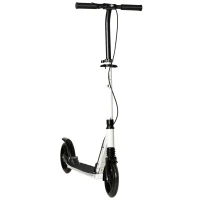 Soozier Foldable Kick Scooter for Teens Ages 12 Years and Up, Lightweight Scooters with Big Wheels, Adjustable Handlebars, One-Kick Open Mechanism and Dual Brakes System for Adult Teenage, White(m-12)