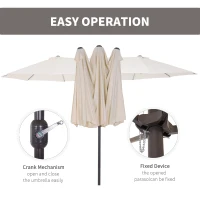 Outsunny 15ft Double-Sided Patio Umbrella Rectangular Parasol Sun Shelter Canopy Shade UV Protection w/ Hand Crank(m-9)