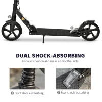 Soozier Foldable Kick Scooter for Teens Ages 12 Years and Up, Lightweight Scooters with Big Wheels, Adjustable Handlebars, One-Kick Open Mechanism and Dual Brakes System for Adult Teenage, Black(m-7)