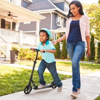 Soozier Foldable Kick Scooter for Teens Ages 12 Years and Up, Lightweight Scooters with Big Wheels, Adjustable Handlebars, One-Kick Open Mechanism and Dual Brakes System for Adult Teenage, Black(m-9)