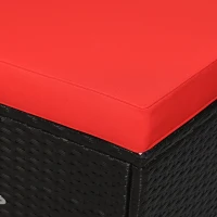 Outsunny 6 Piece Patio Furniture Set Outdoor Wicker Conversation Set All Weather PE Rattan Sectional Sofa Set with Ottoman, Cushions and Tempered Glass Table, Coffee and Red(m-9)