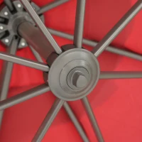 Outsunny Φ9.6' Round Patio Hanging Offset Umbrella Aluminum Outdoor Cantilever Crank Market Parasol Garden Sun Canopy Shelter 360° Rotation w/ Cross Base Wine Red(m-9)