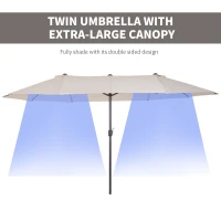 Outsunny 15ft Double-Sided Patio Umbrella Rectangular Parasol Sun Shelter Canopy Shade UV Protection w/ Hand Crank(m-8)