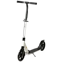 Soozier Foldable Kick Scooter for Teens Ages 12 Years and Up, Lightweight Scooters with Big Wheels, Adjustable Handlebars, One-Kick Open Mechanism and Dual Brakes System for Adult Teenage, White(m-1)