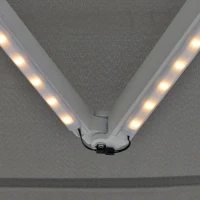 Outsunny 3x2.5m Retractable Manual Awning Window Door Sun Shade Canopy Patio Shelter w/ LED  Grey(m-9)