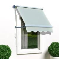 Outsunny 4'x 2' Retractable Window Door Awning Patio Canopy Outdoor Sun Shade Shelter Cream-white(m-10)