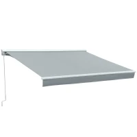 Outsunny 3x2.5m Retractable Manual Awning Window Door Sun Shade Canopy Patio Shelter w/ LED  Grey(m-2)