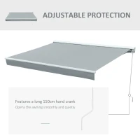 Outsunny 3x2.5m Retractable Manual Awning Window Door Sun Shade Canopy Patio Shelter w/ LED  Grey(m-6)