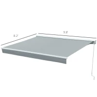 Outsunny 3x2.5m Retractable Manual Awning Window Door Sun Shade Canopy Patio Shelter w/ LED  Grey(m-3)
