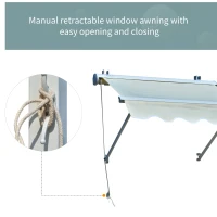 Outsunny 4'x 2' Retractable Window Door Awning Patio Canopy Outdoor Sun Shade Shelter Cream-white(m-6)