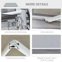 Outsunny 3x2.5m Retractable Manual Awning Window Door Sun Shade Canopy Patio Shelter w/ LED  Grey(m-7)