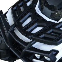 Aosom 12V Kids ATV Ride-on Four Wheeler Car with Bluetooth MP3 Real Working Headlights, Music/Radio Player, & Smooth Suspension, White(m-11)