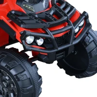 Aosom 12V Kids ATV Ride-on Four Wheeler Car with Bluetooth MP3 Real Working Headlights, Music/Radio Player, & Smooth Suspension, Red(m-10)