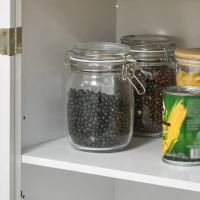 HOMCOM Modern Kitchen Cabinet, Storage Sideboard, Buffet Table with Rubberwood Top, 3 Drawers and Cabinet with Adjustable Shelf, White(m-13)