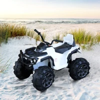 Aosom 12V Kids ATV Ride-on Four Wheeler Car with Bluetooth MP3 Real Working Headlights, Music/Radio Player, & Smooth Suspension, White(m-8)