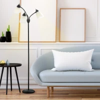 HOMCOM Arc Tree Floor Lamp with 3 Adjustable Rotating Lights, Industrial Standing Lamp with Steel Frame, Black(m-9)