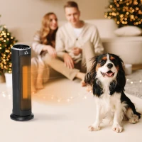 HOMCOM 2-In-1 Portable Electric Tower Heater, Oscillating Space Heater with 12H Timer, Three Heating Modes, 750/1500W, for Indoor Use, Black(m-2)