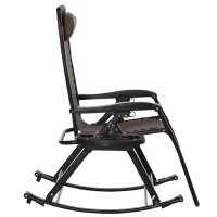Outsunny Outdoor Rocking Chairs, Foldable Reclining Zero Gravity Lounge Rocker with Pillow, Cup & Phone Holder, Combo Design with Folding Legs, Brown(m-10)