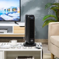 HOMCOM 1500W Ceramic Space Heater, 2-In-1 Oscillating Portable Heater with Three Heating Modes(High, Low, Fan), Timer, Remote Control, for Indoor Use, Black(m-12)