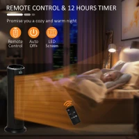 HOMCOM 2-In-1 Portable Electric Tower Heater, Oscillating Space Heater with 12H Timer, Three Heating Modes, 750/1500W, for Indoor Use, Black(m-9)