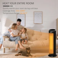 HOMCOM 2-In-1 Portable Electric Tower Heater, Oscillating Space Heater with 12H Timer, Three Heating Modes, 750/1500W, for Indoor Use, Black(m-4)