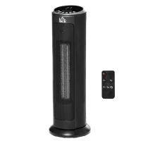 HOMCOM 2-In-1 Portable Electric Tower Heater, Oscillating Space Heater with 12H Timer, Three Heating Modes, 750/1500W, for Indoor Use, Black(m-1)