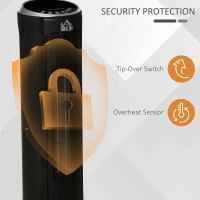 HOMCOM 2-In-1 Portable Electric Tower Heater, Oscillating Space Heater with 12H Timer, Three Heating Modes, 750/1500W, for Indoor Use, Black(m-6)