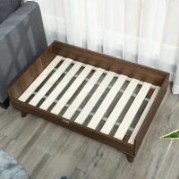 PawHut Elevated Dog Bed with Soft Sponge Cushion, Modern Wood Dog Bed, High and Upraised off of Durable Steel Legs, Coffee Bean, Jet Black(m-10)