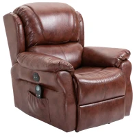 HOMCOM Vibration Massage Recliner Chair for Living Room with Heat,   Single Sofa, PU Leather Power Reclining Chair, Home Theater Seating with Footrest, Brown(m-10)