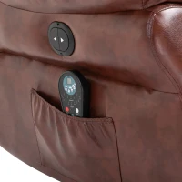 HOMCOM Vibration Massage Recliner Chair for Living Room with Heat,   Single Sofa, PU Leather Power Reclining Chair, Home Theater Seating with Footrest, Brown(m-12)