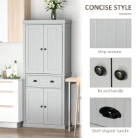 HOMCOM 72" Traditional Freestanding Kitchen Pantry Cabinet Cupboard with Doors and 3 Adjustable Shelves, Gray(m-5)