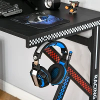 HOMCOM 43" Racing Style Gaming Desk with Multi-Colored K Steel Frame Design and Headset Side Hook, Black/Multi(m-9)