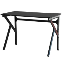 HOMCOM 43" Racing Style Gaming Desk with Multi-Colored K Steel Frame Design and Headset Side Hook, Black/Multi(m-13)