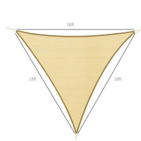 Outsunny Triangle 18’ Canopy Sun Sail Shade Garden Cover UV Protector Outdoor Patio Lawn Shelter with Carrying Bag Beige(m-3)