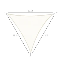 Outsunny Triangle 13x13x13ft Sun Sail Shade Garden UV Block Sunshade Outdoor Canopy Patio Lawn Shelter Cream White(m-3)