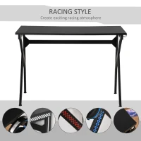 HOMCOM 43" Racing Style Gaming Desk with Multi-Colored K Steel Frame Design and Headset Side Hook, Black/Multi(m-5)