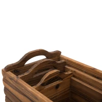 Outsunny 3 Pieces Raised Garden Bed, Wooden Planter Box, Rectangular Garden Flower Bed with Handles(m-9)