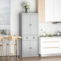 HOMCOM 72" Traditional Freestanding Kitchen Pantry Cabinet Cupboard with Doors and 3 Adjustable Shelves, Gray(m-8)