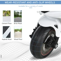 Aosom Kids Electric Pedal Motorcycle Ride-On Toy 6V Battery Powered w/ Music Horn Headlights Motorbike for Girls Boy 18-36M - White(m-4)