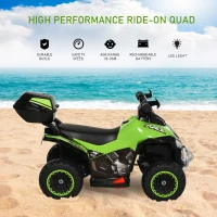 Aosom Kids Electric ATV Motorcycle Bench Buggy Quad Ride On Car 6V Battery Powered Electric for 18-36 Months Old with Light MP3 Storage Box Green(m-7)