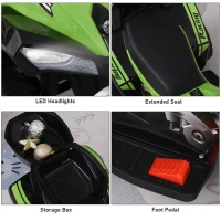 Aosom Kids Electric ATV Motorcycle Bench Buggy Quad Ride On Car 6V Battery Powered Electric for 18-36 Months Old with Light MP3 Storage Box Green(m-5)