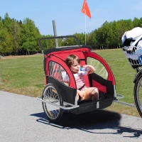 Aosom Elite Double Baby Bike Trailer Child Bicycle Kids Jogger - Red and Black(m-2)